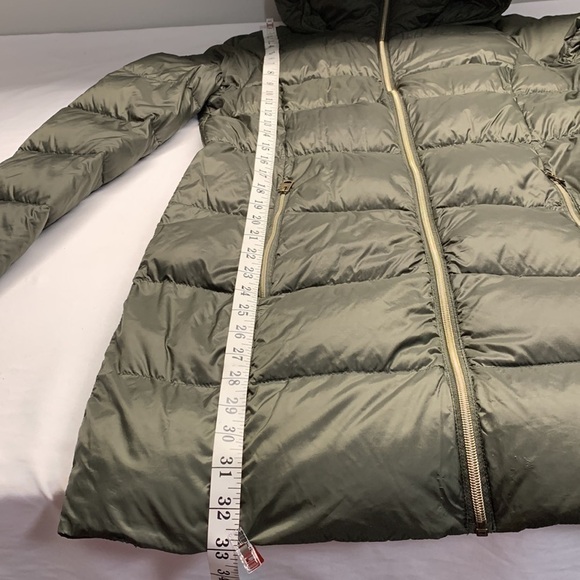 Lucky Brand Nylon Puffer Jacket w/ Hood Down Filled Colour Army Green Size Small - Picture 12 of 14